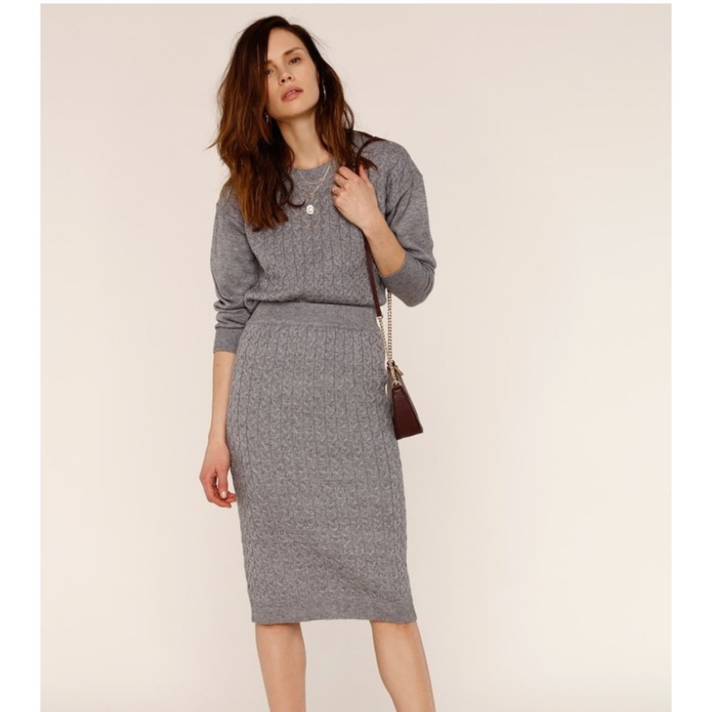Heartloom Asher sweater and skirt set (gray)